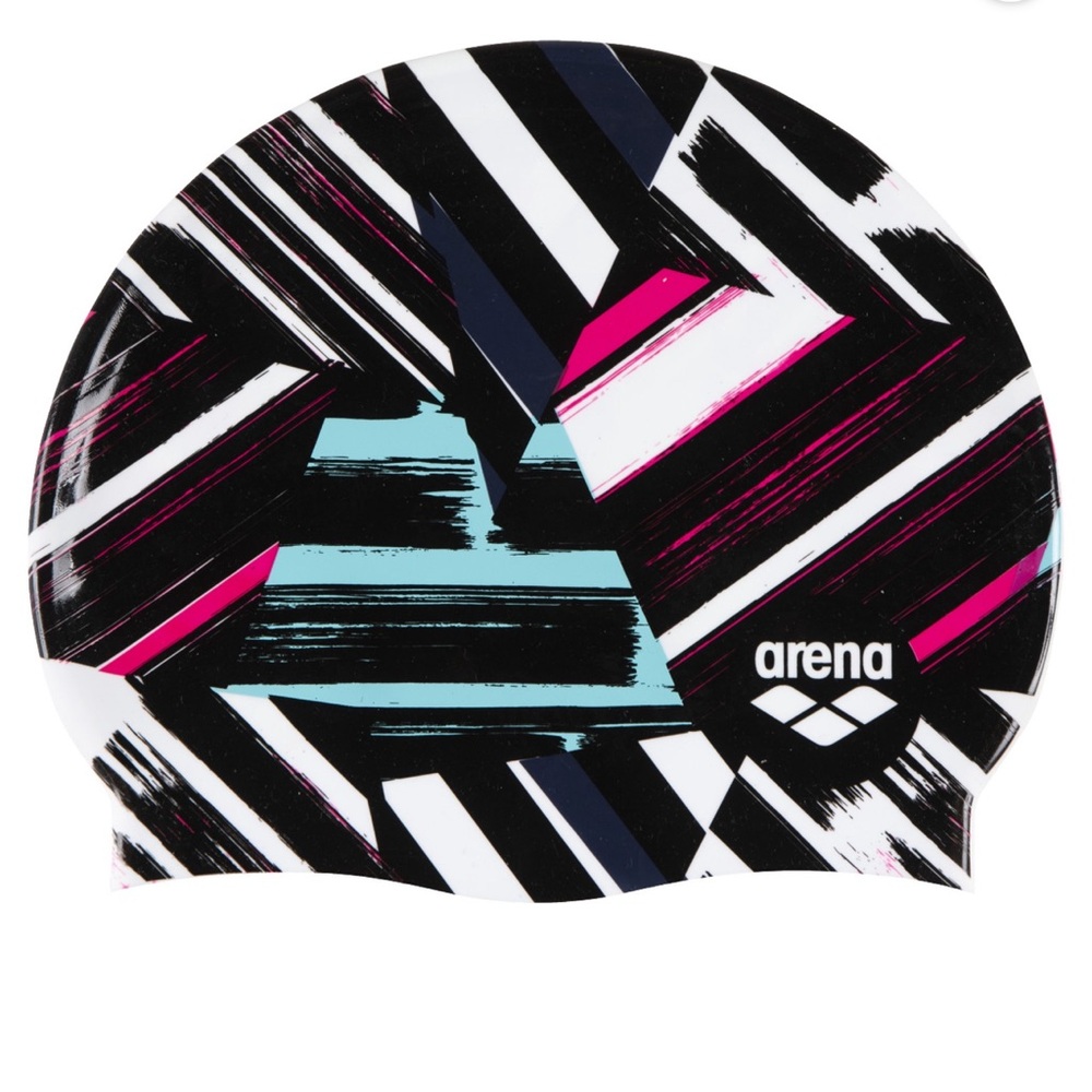 arena Print 2 Silicone Unisex Swim Cap for Women and Men/ Multi